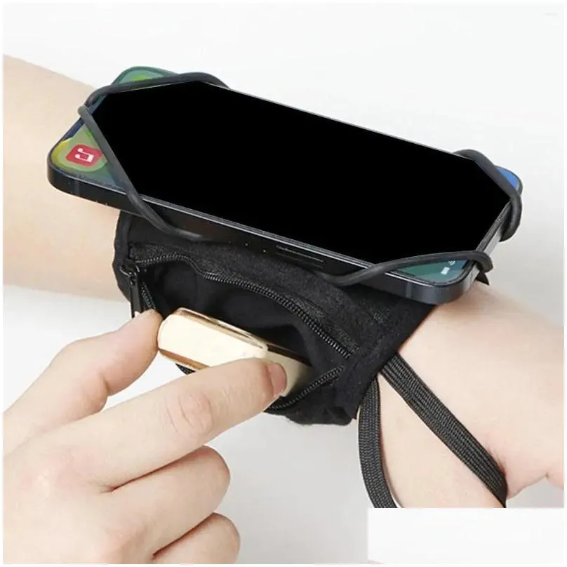 wrist support wristband phone holder with key detachable 360 degree rotation strap arm bag for running hiking exercise workout sports