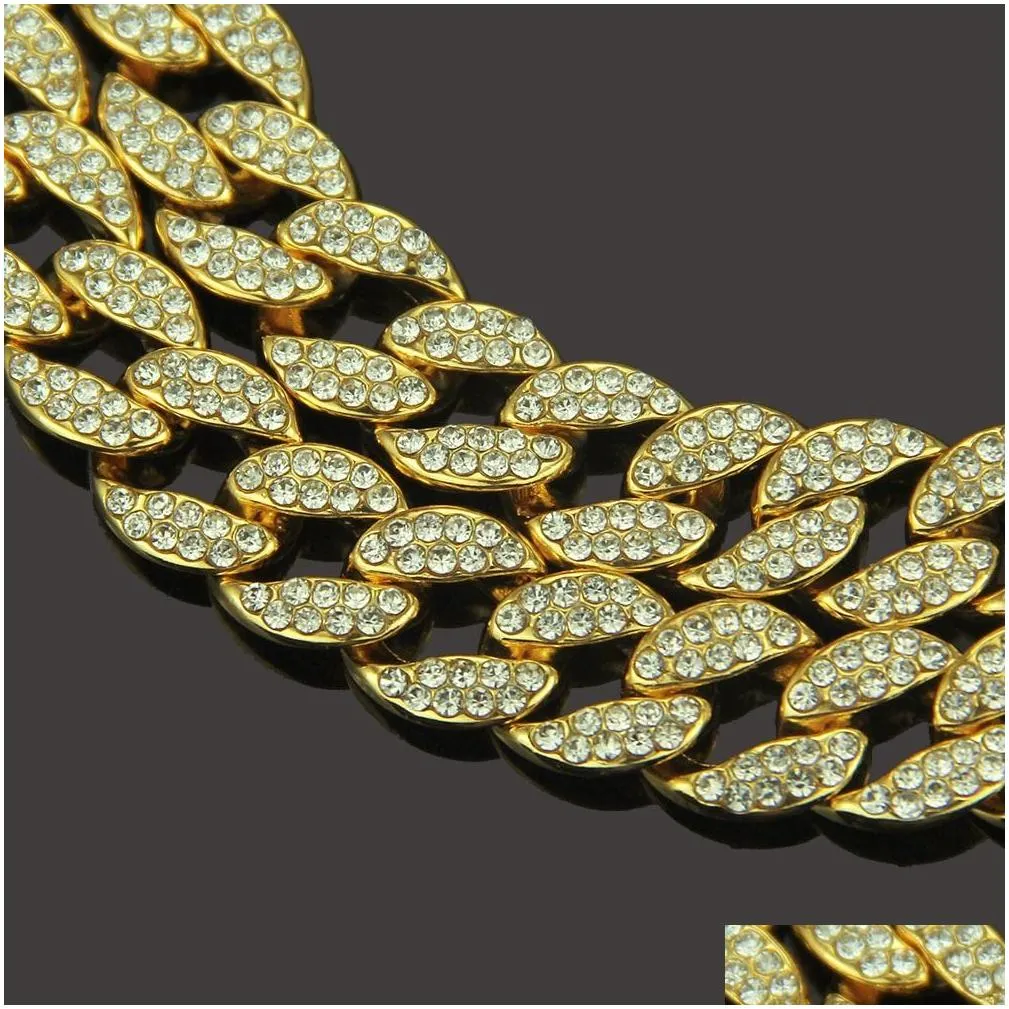 rulalei hip hop tennis bling fashion chains jewelry mens gold silver  cuban link chain necklaces diamond crystal iced out women necklace