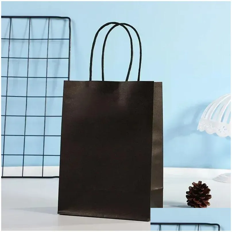 Gift Wrap 10Pcs Kraft Paper Candy Bag Colored Hand-Held Bags Wedding Colorf Shop Drop Delivery Dheuy