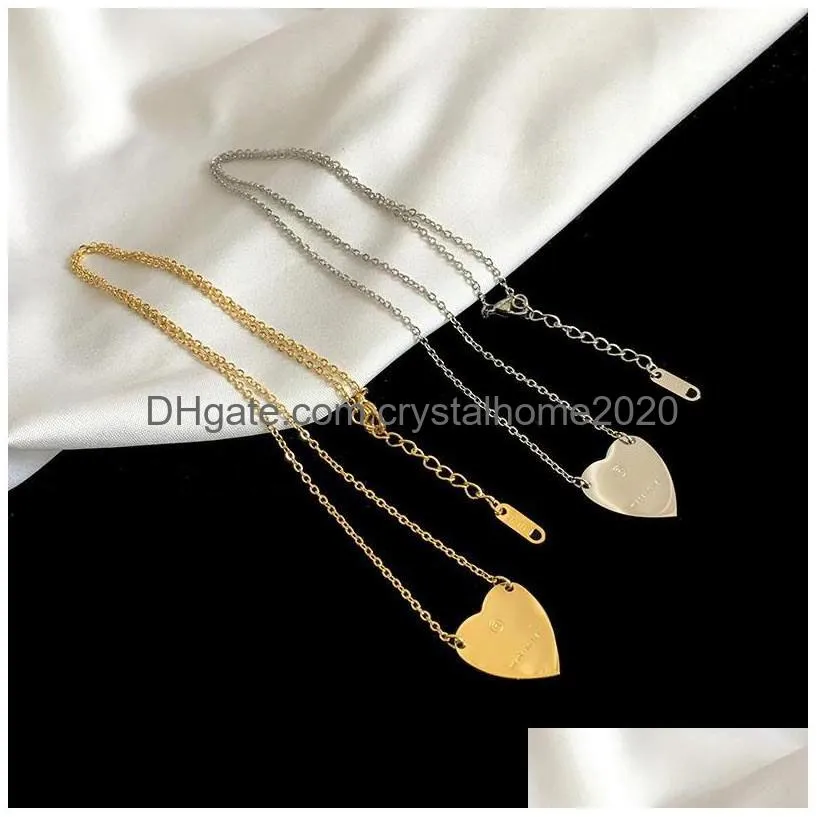 luxurious heart necklace woman stainless steel couple gold chain pendant jewelry on the neck gift for girlfriend accessories wholesale