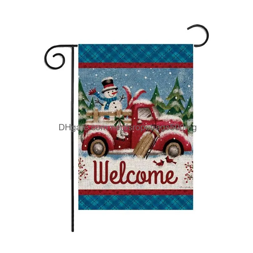 Banner Flags Customizable Merry Christmas Garden Flag Courtyard Cam Flags Welcome Yard Banner Linen Material P25 Drop Delivery Home Ga Dhhyo