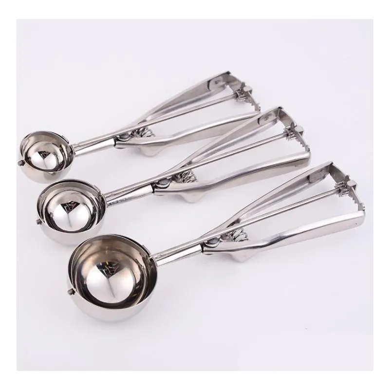 Ice Cream Tools 100Pcs Premium Stainless Steel Ice Cream Tools Baller Ice-Cream Scoop Scoops Fruit Melon Spoon Digging Cookie Dough Sc Dhby4