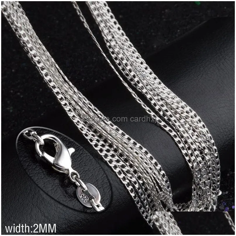 Chains 1630Inches Sier Plated 2Mm Men Women Chain Unique Cute Nice Valentine Gifts Exquisite Fashion Wedding Necklace Jewelry Drop Del Dhqwm