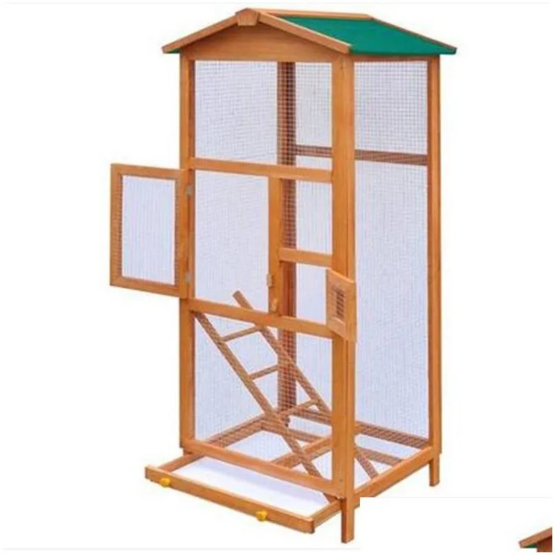 Bird Cages Bird Cage Large Wood Aviary With Metal Grid Flight Cages For Finches Pet Supplies Drop Delivery Home Garden Pet Supplies Bi Dhxqm