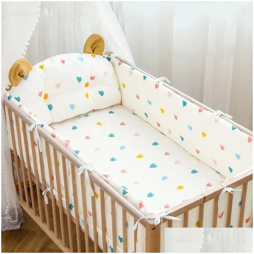 Bed Rails 5 Pcsset Cartoon Crib Surround Sheet Back Cushion Childrens Bedding Set Foursided Anticollision 230601 Drop Delivery Dhyjp