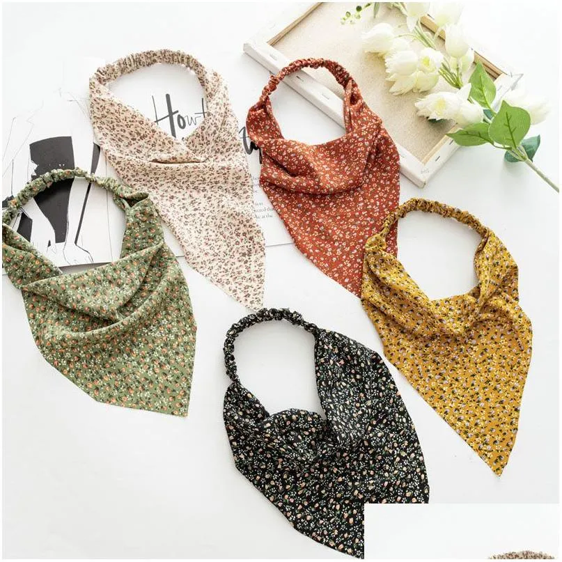 printting good designs adult hair scarf scrunchies vintage triangle hairband headband without clips elastic hair bands headwrap