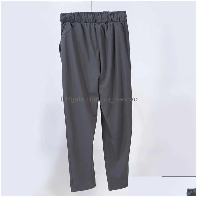 lu-063 yoga suit casual stretch womens 7/8 high waisted pants drawstring jogging training sports fitness gym leggings