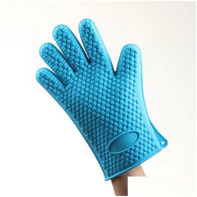 2021 silicone oven gloves heat resistant thick cooking bbq grill glove mitts kitchen gadgets kitche n accessories with fast