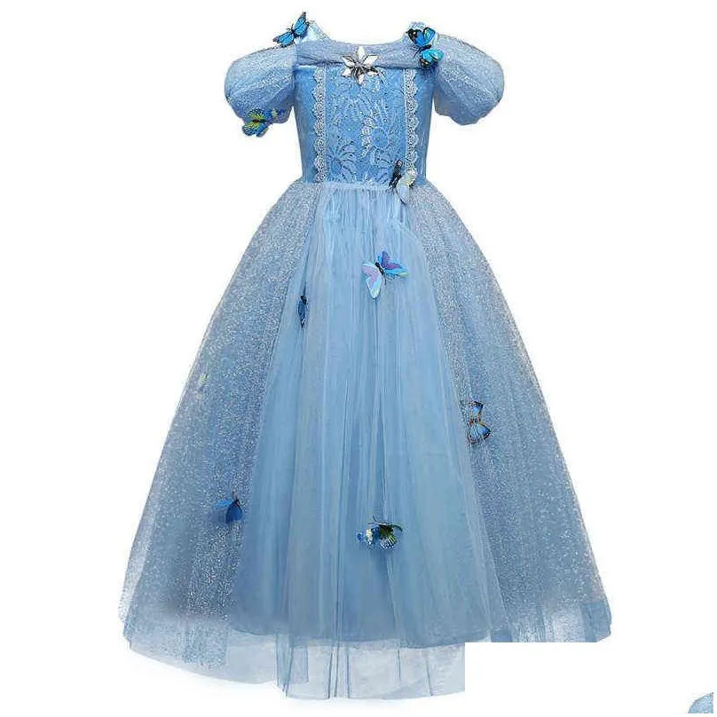 Fancy Girl Princess Dresses Beauty Belle Cosplay Costume Snow Christmas Halloween Dress Up Children Party Clothes 211029 Drop Deliver Dhf6Y