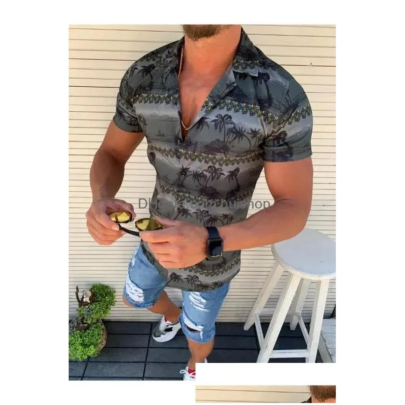 beach shirts men summer vacation camisas para hombre coconut tree printed short sleeve button down hawaiian shirts for men m3xl7779419