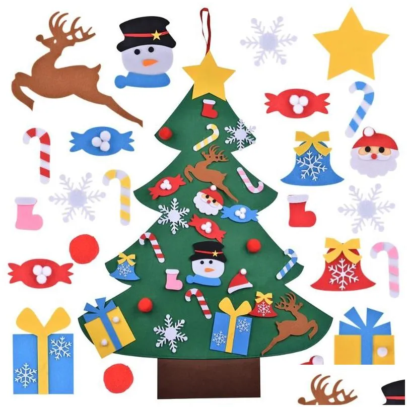 creative diy felt christmas tree decorations set kids gifts years door wall hanging ornaments xmas tree snowman santa claus