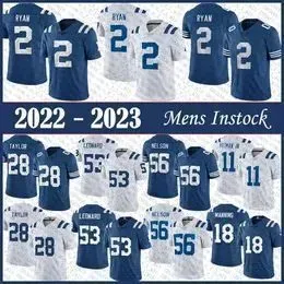 2 Matt Ryan 28 Jonathan Taylor Mens Football````Jersey 53 Darius Leonard 56 Quenton Nelson 11 Michael Pittman Jr 18 Peyton Manning High quality