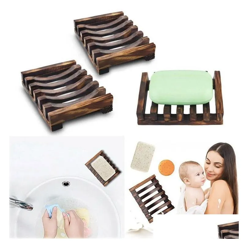 natural wooden bamboo soap dish tray holder storage soap rack plate box container for bath shower plate bathroom fy4366 gg02l