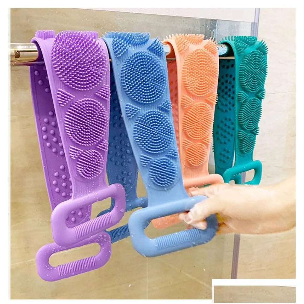  2 in 1 magic body silicone brushes bath towels body brush bath belt exfoliating back brush belt wash skin household clean shower