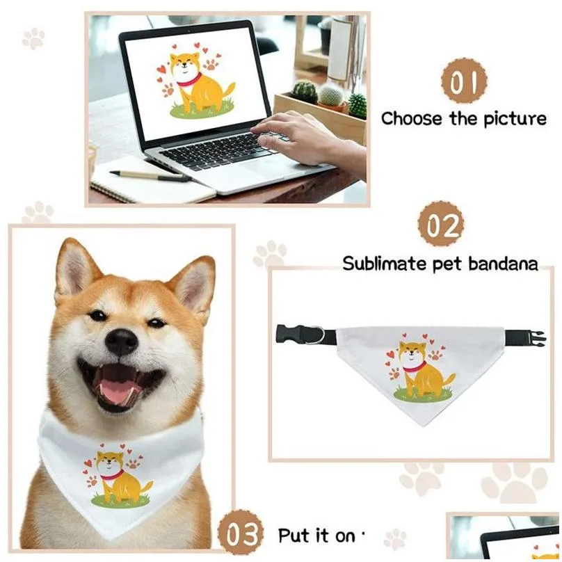 32x22cm sublimation blank white dog bandana collars diy custom adjustable bandanas triangle scarf neckerchief accessories for pet