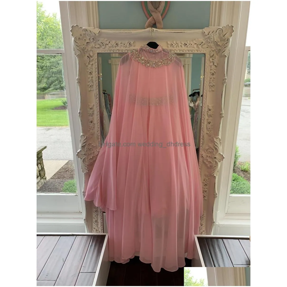 pink chiffon pageant dresses for teens 2022 with wrap bling rhinestones long pageant gowns little girls zipper back formal party rosie