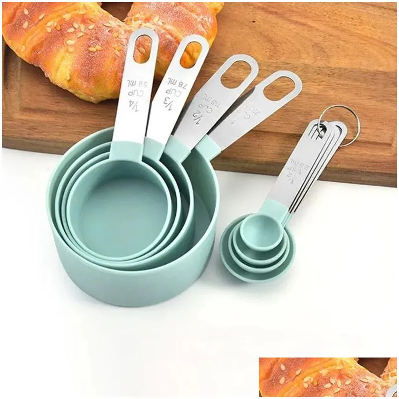 8pcss multi purpose spoons measuring tools pp baking accessories stainless steel/plastic handle kitchen gadgets