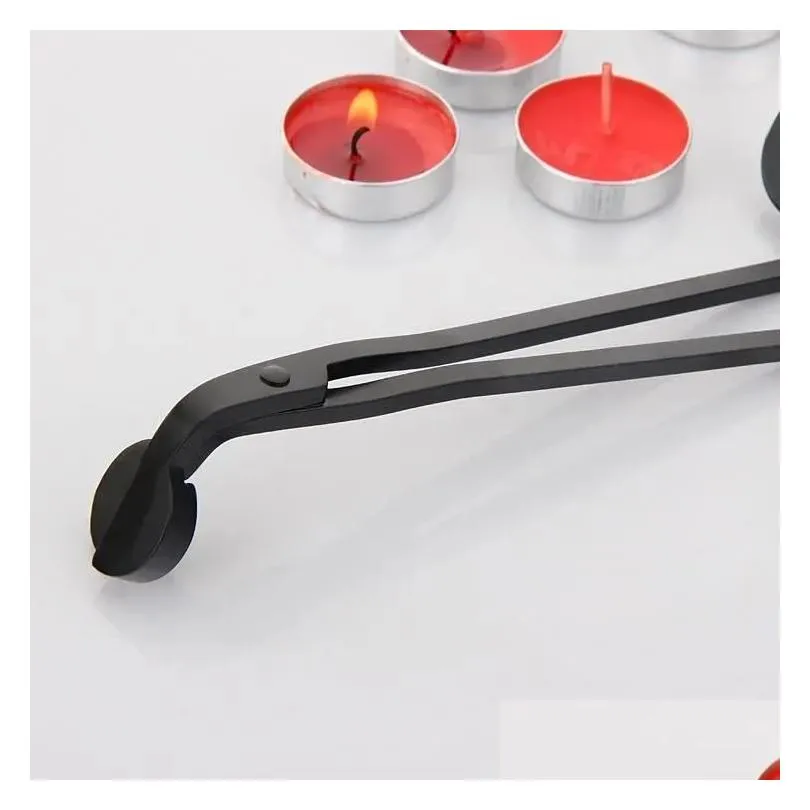 stainless steel candle wick trimmer oil lamp trim scissor tijera tesoura cutter snuffer tool hook clipper in black dipper tray accessory set wholesale