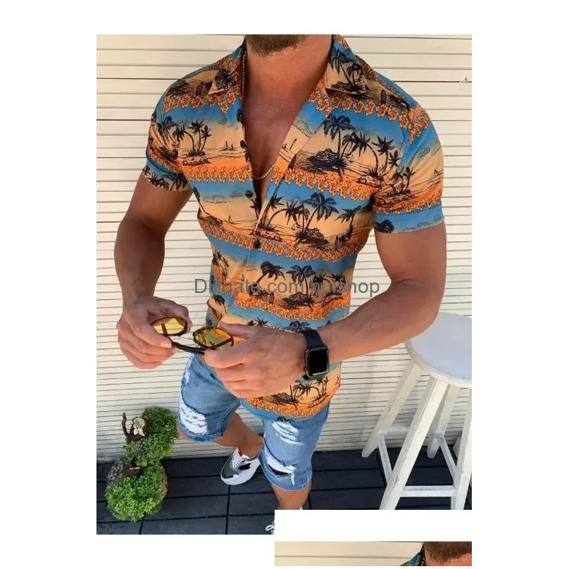 beach shirts men summer vacation camisas para hombre coconut tree printed short sleeve button down hawaiian shirts for men m3xl7779419