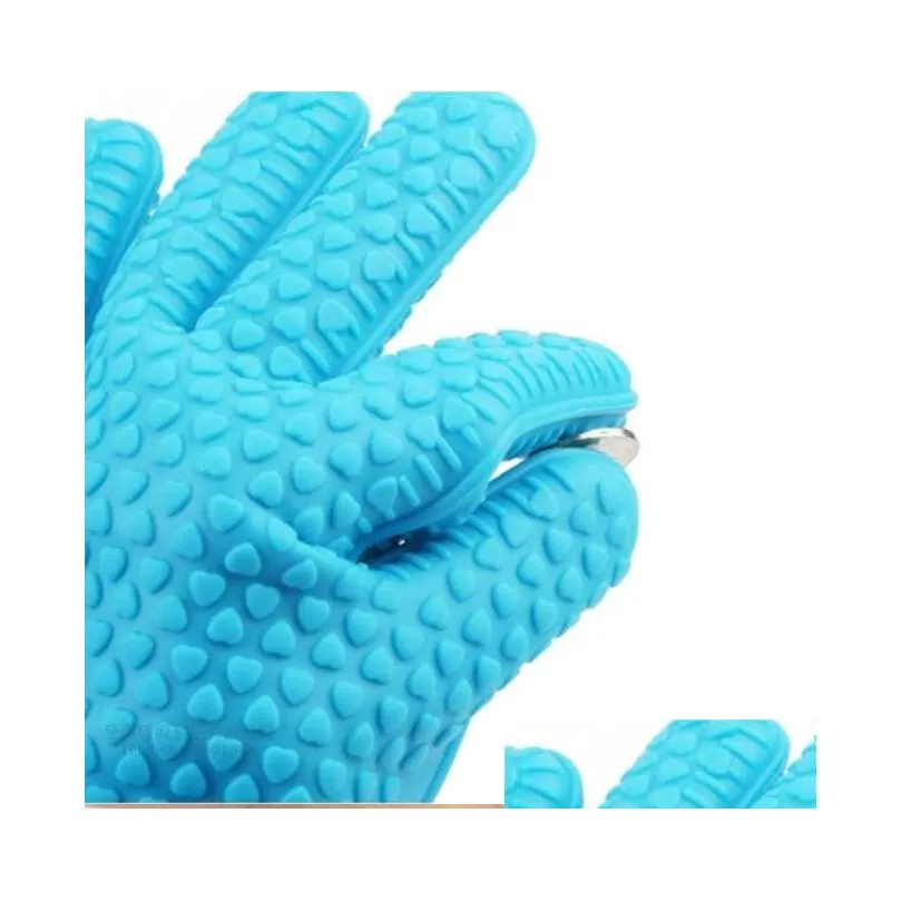 2021 silicone oven gloves heat resistant thick cooking bbq grill glove mitts kitchen gadgets kitche n accessories with fast