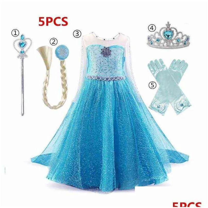 Fancy Girl Princess Dresses Beauty Belle Cosplay Costume Snow Christmas Halloween Dress Up Children Party Clothes 211029 Drop Deliver Dhf6Y