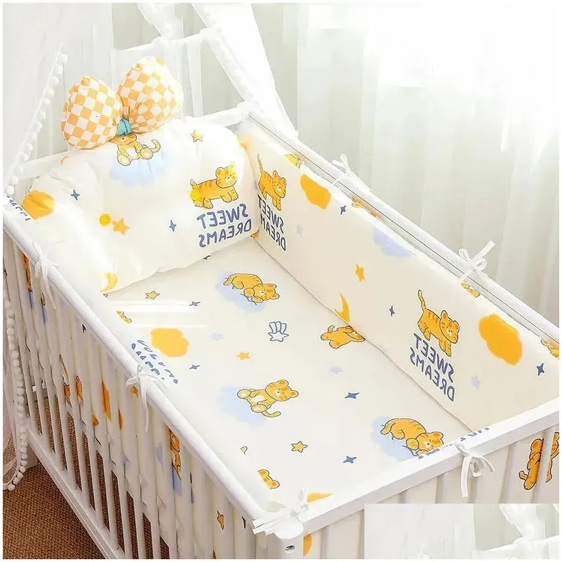 Bed Rails 5 Pcsset Cartoon Crib Surround Sheet Back Cushion Childrens Bedding Set Foursided Anticollision 230601 Drop Delivery Dhyjp