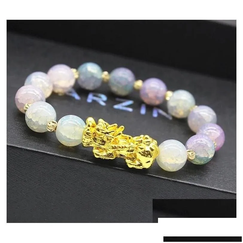 beaded natural stone agate beads strands bracelet chinese pixiu lucky brave troops charms feng shui jewelry for women drop delivery