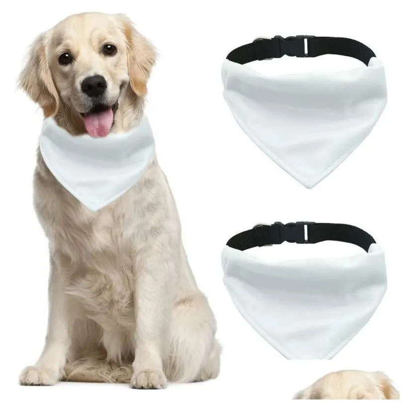 32x22cm sublimation blank white dog bandana collars diy custom adjustable bandanas triangle scarf neckerchief accessories for pet