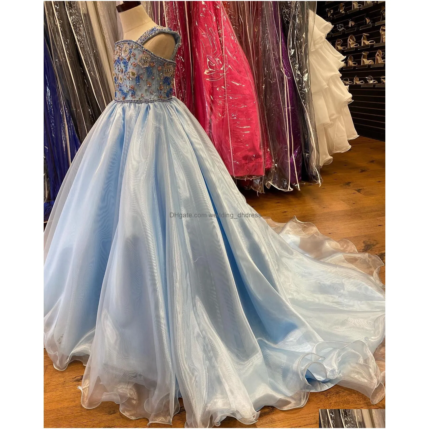 girls long shimmer pageant dress ballgown cap sleeves 2023 little kid birthday formal party wedding guest runway gown toddler teens preteen multi color