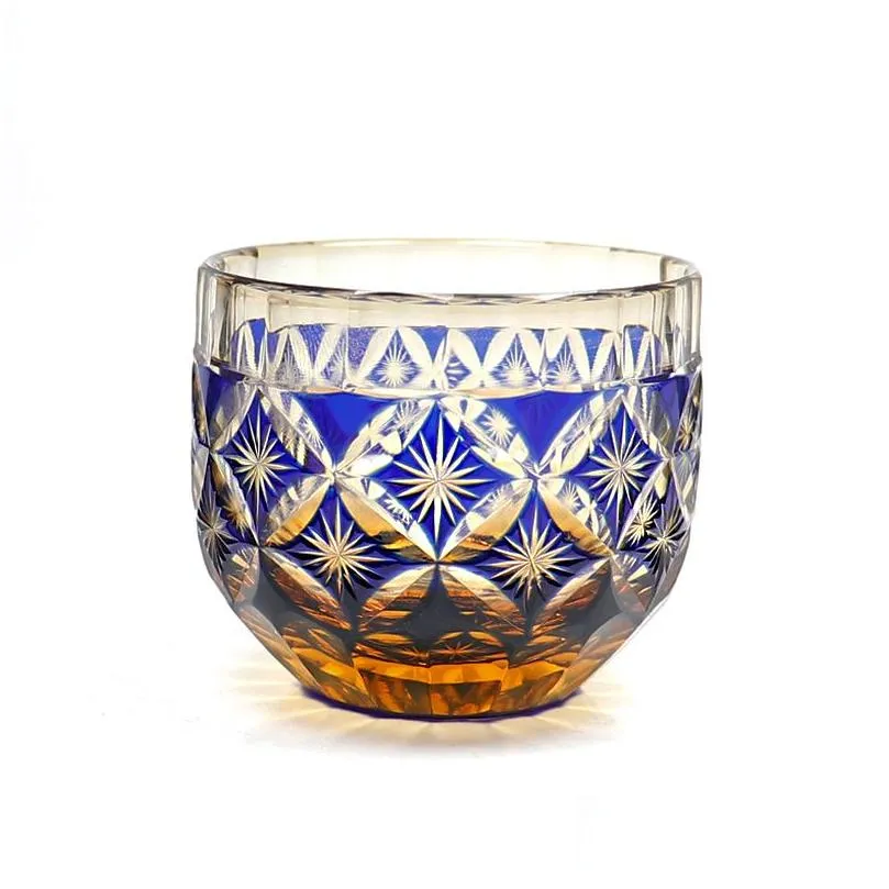 japanese crystal amber s wine glasses drink glass tequila glasses bar cocktail bullet cup edo kiriko hand engraved 2oz