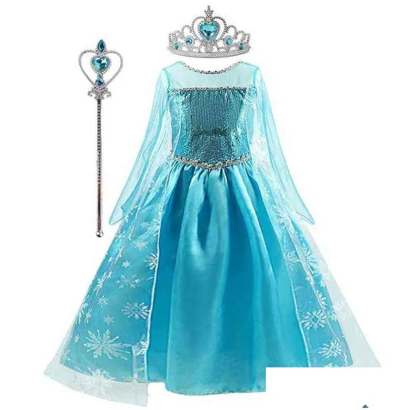 Fancy Girl Princess Dresses Beauty Belle Cosplay Costume Snow Christmas Halloween Dress Up Children Party Clothes 211029 Drop Deliver Dhf6Y