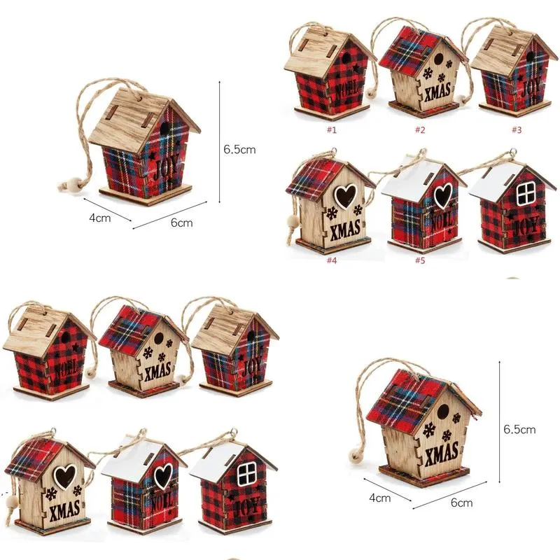 christmas decorations red wooden house pendant small ornament christmas tree ornaments 926
