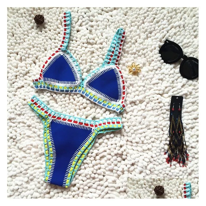 swimwear micro bikini women handmade cloghet knit swimwear halterwork bathing suit swimsuit biquini thong bikini traje de bano