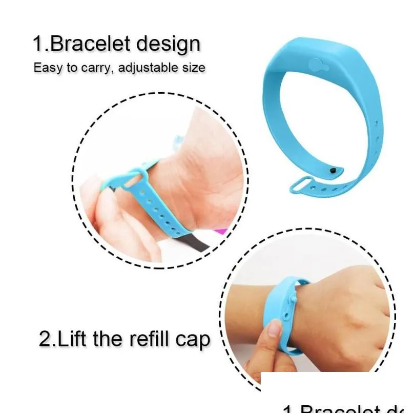  s refillable silicone sanitizer wristbands hand sanitizer bracelet dispenser wearable sanitizering dispenser travel with squeeze