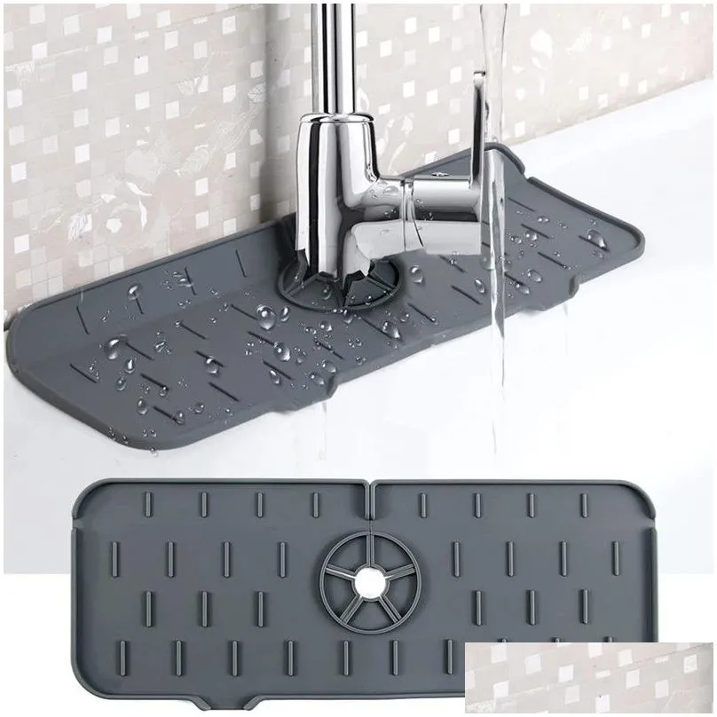 kitchen tools silicone faucet mat sink splash pad drain pad bathroom countertop protector shampoo soap dispenser quick dry tray