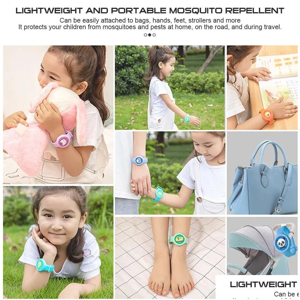 childrens cartoon mosquito repellent anti insect bracelet plant  oil mosquito repellent ring baby kid wristband watch