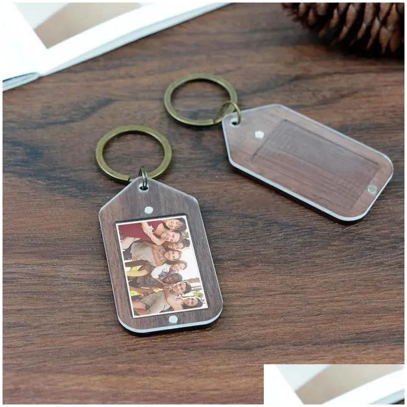 diy acrylic keyrings party favor with p o frame car key chain promotional keychains jn08