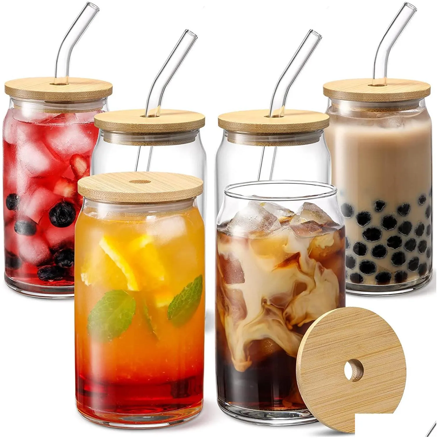 glass cup with bamboo lid and straw bubble tea cup glasses cups transparent beer can coffee cup cold wine cola