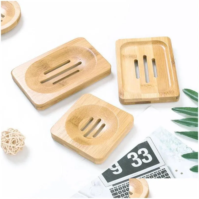 soap dish holder wooden natural bamboo soap dishes simple bamboo soap holder rack plate tray round square case container c0513