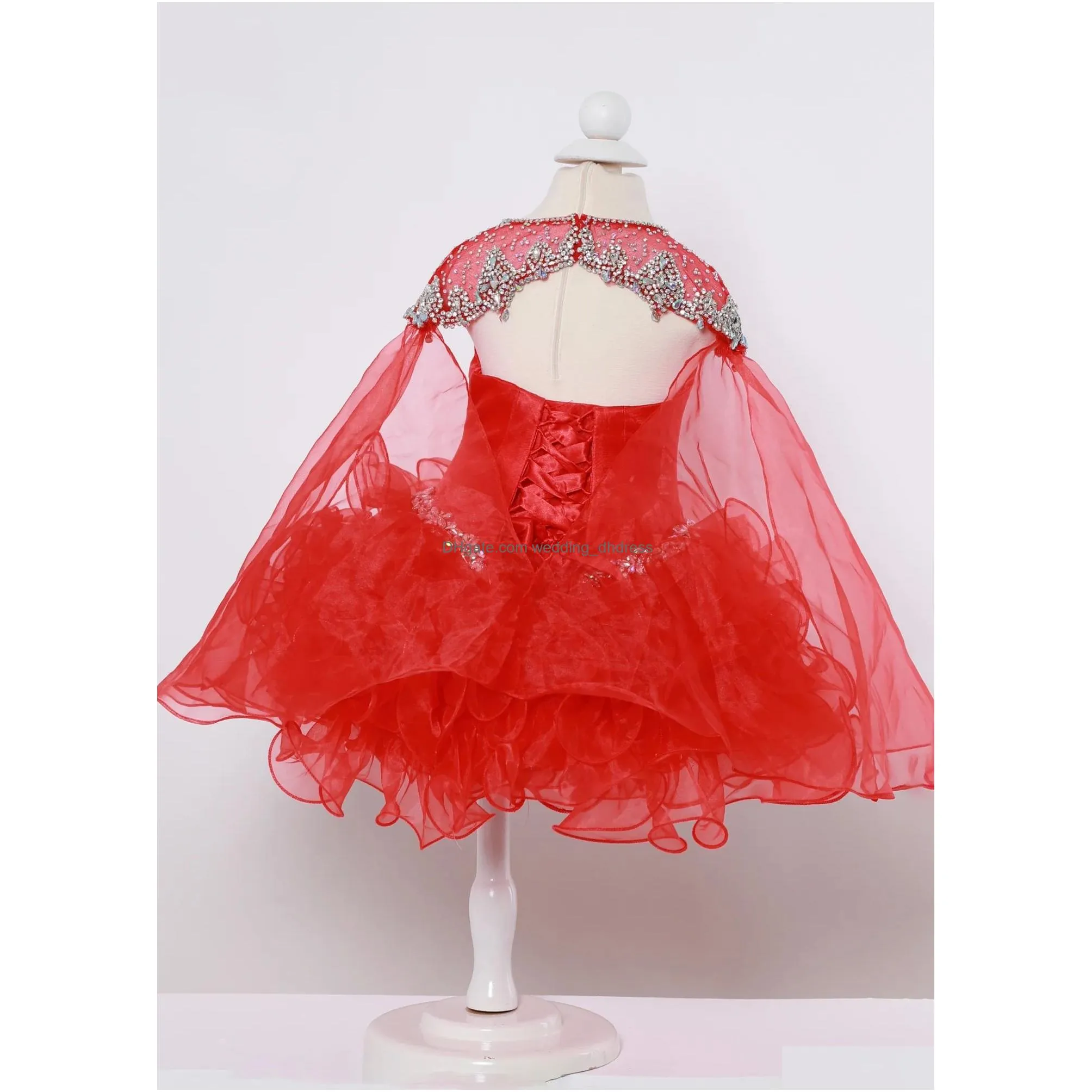 girl ruffle cupcake pageant dress 2024 crystal cape coral little kid birthday formal national party gown infant toddler teens tiny young junior miss glitz