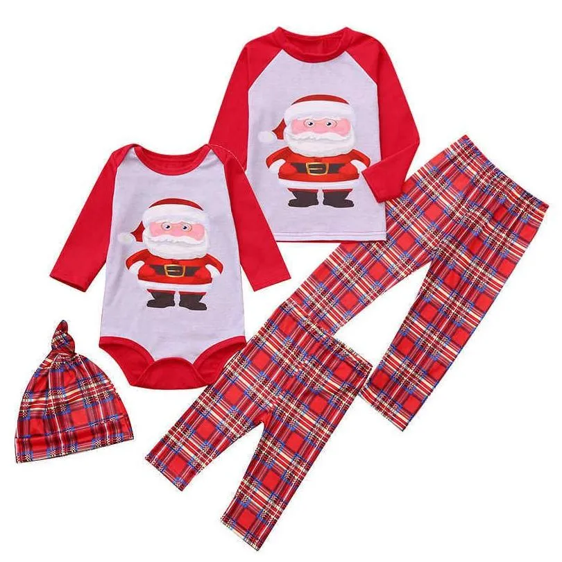 Family Christmas Pajamas Matching Clothes Set Santa Claus Xmas Pyjamas Mother Daughter Father Son Outfit Look Pjs 211025 Drop Deliver Dhaue