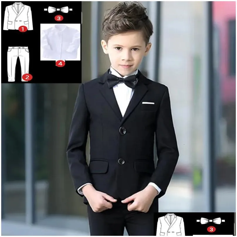 Clothing Sets Formal Boys Suit For Wedding Children White Party Blazers Pants Baptism Outfit Kids Costume Gentlemen Teenager Prom Tux Dhbvh