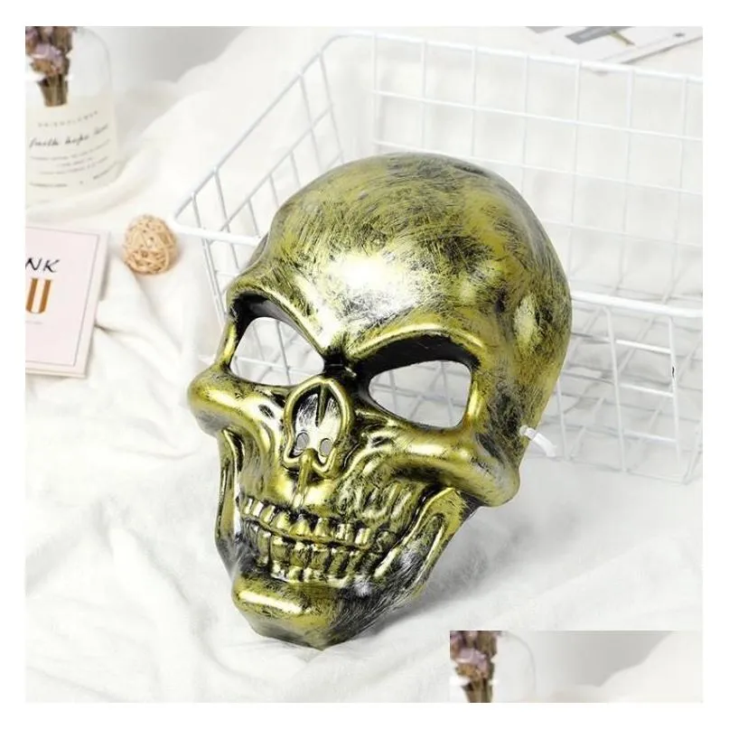 halloween adults skull mask plastic ghost horror mask gold silver skull face masks unisex halloween masquerade party masks fy3786