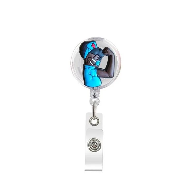 key rings the flowers retractable badge reel with alligator clip name nurse id card holder decorative custom drop delivery otra9