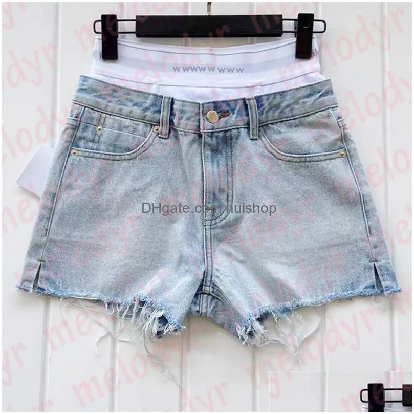 shorts fashion designer womens shorts summer short jeans streetwearword fake two piece denim shorts