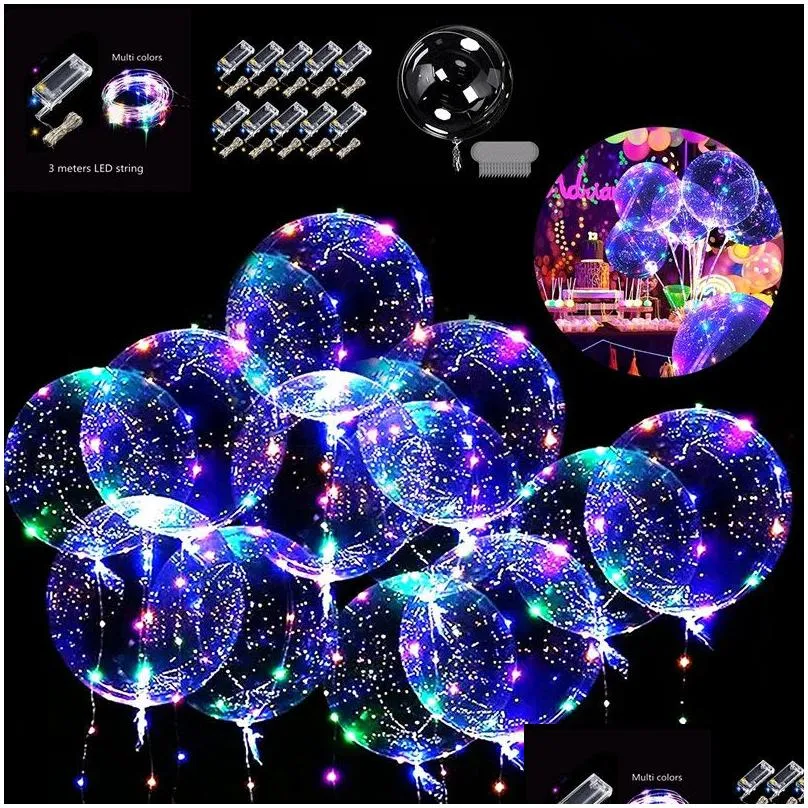colorful 18inch led balloon luminous party christmas decoration wedding supplies dorm transparent bubble birthday wedding light string lights