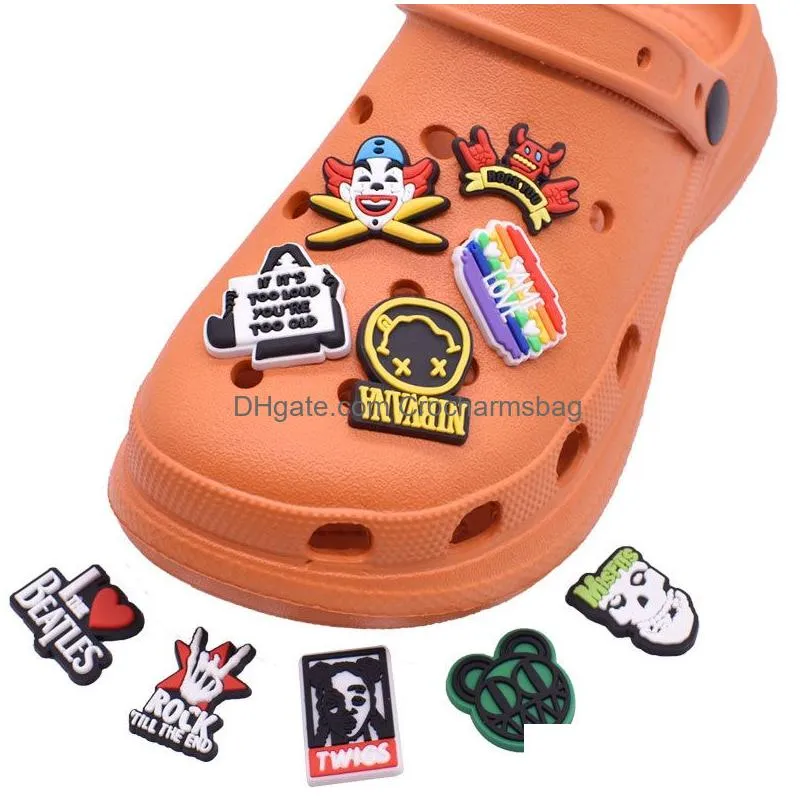 Shoe Parts & Accessories Rock Shoe Parts Accessories For Clog Charms Pvc Clog Charm Buttons Pins Drop Delivery Shoes Accessories Dh3Dy
