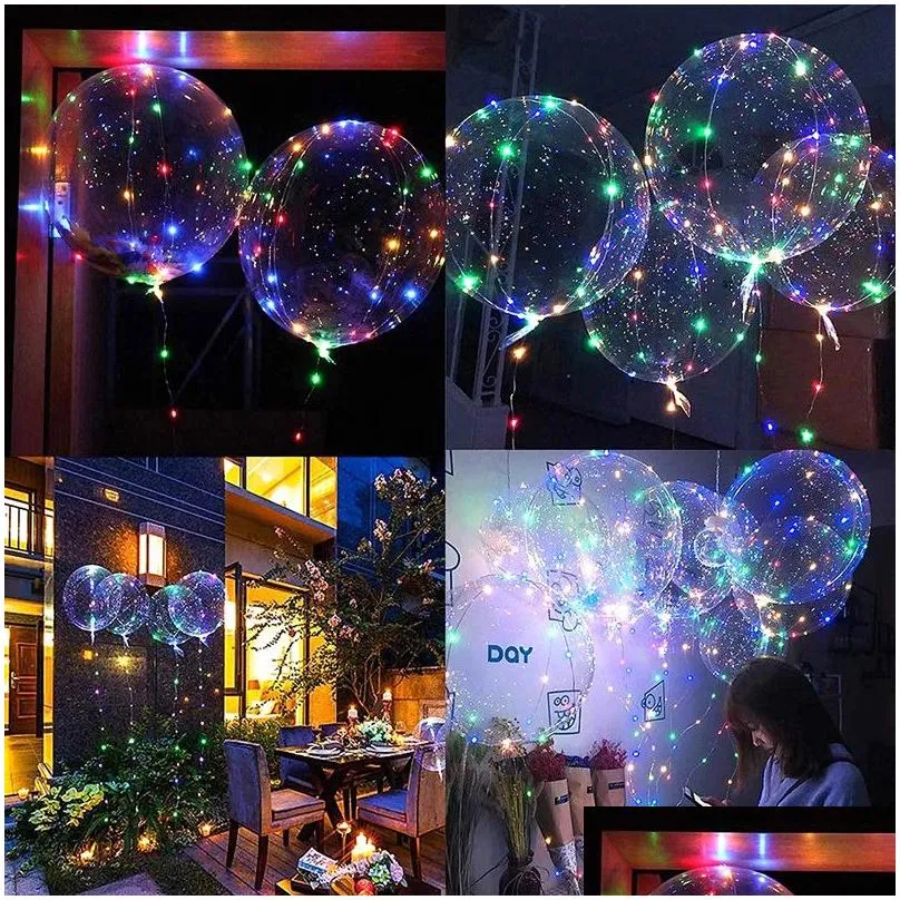 colorful 18inch led balloon luminous party christmas decoration wedding supplies dorm transparent bubble birthday wedding light string lights