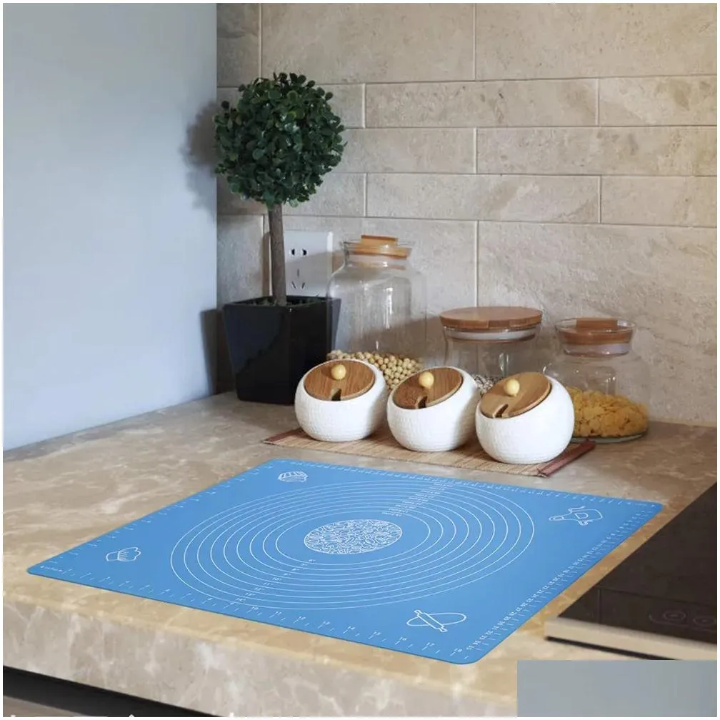 kneading mat 50 40 silicone pastry mat with scale size for pastry cake rolling dough non stick tablemat sheet kitchen baking mat jn12