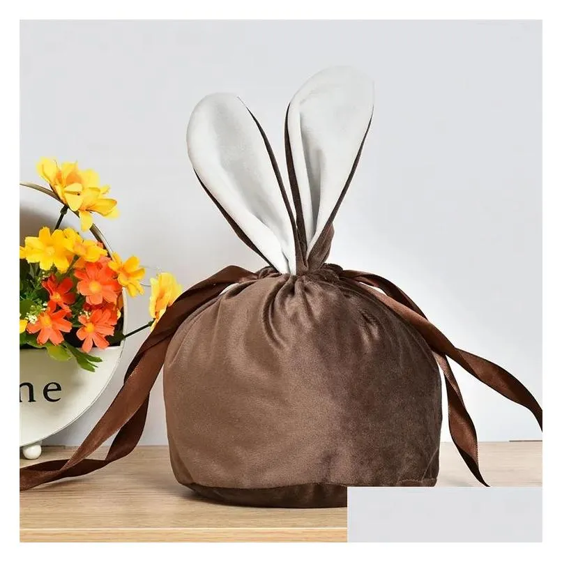 9 colors velvet easter bunny bag selling monogram easter gift bag blank sublimation bag for kids easter gg014